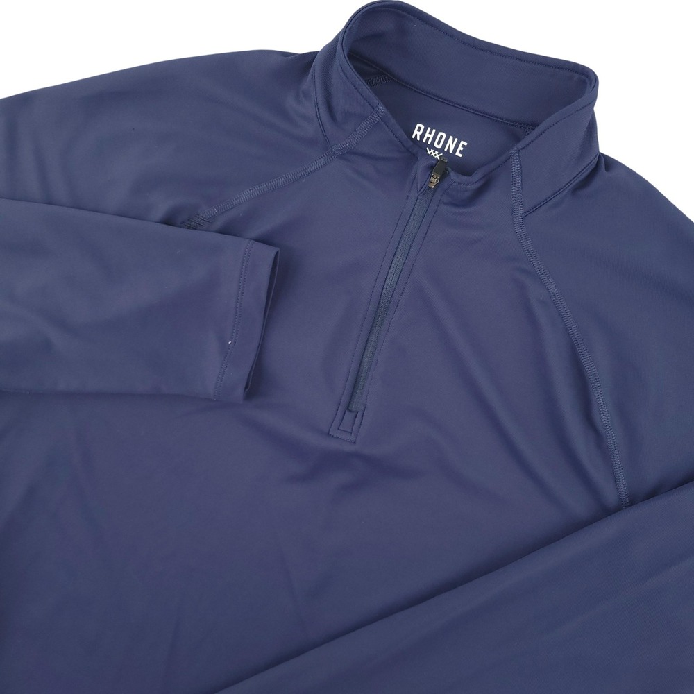 Rhone Pullover Mens Large Blue 1/4 Zip Long Sleeve Stretch Athletic Running Top